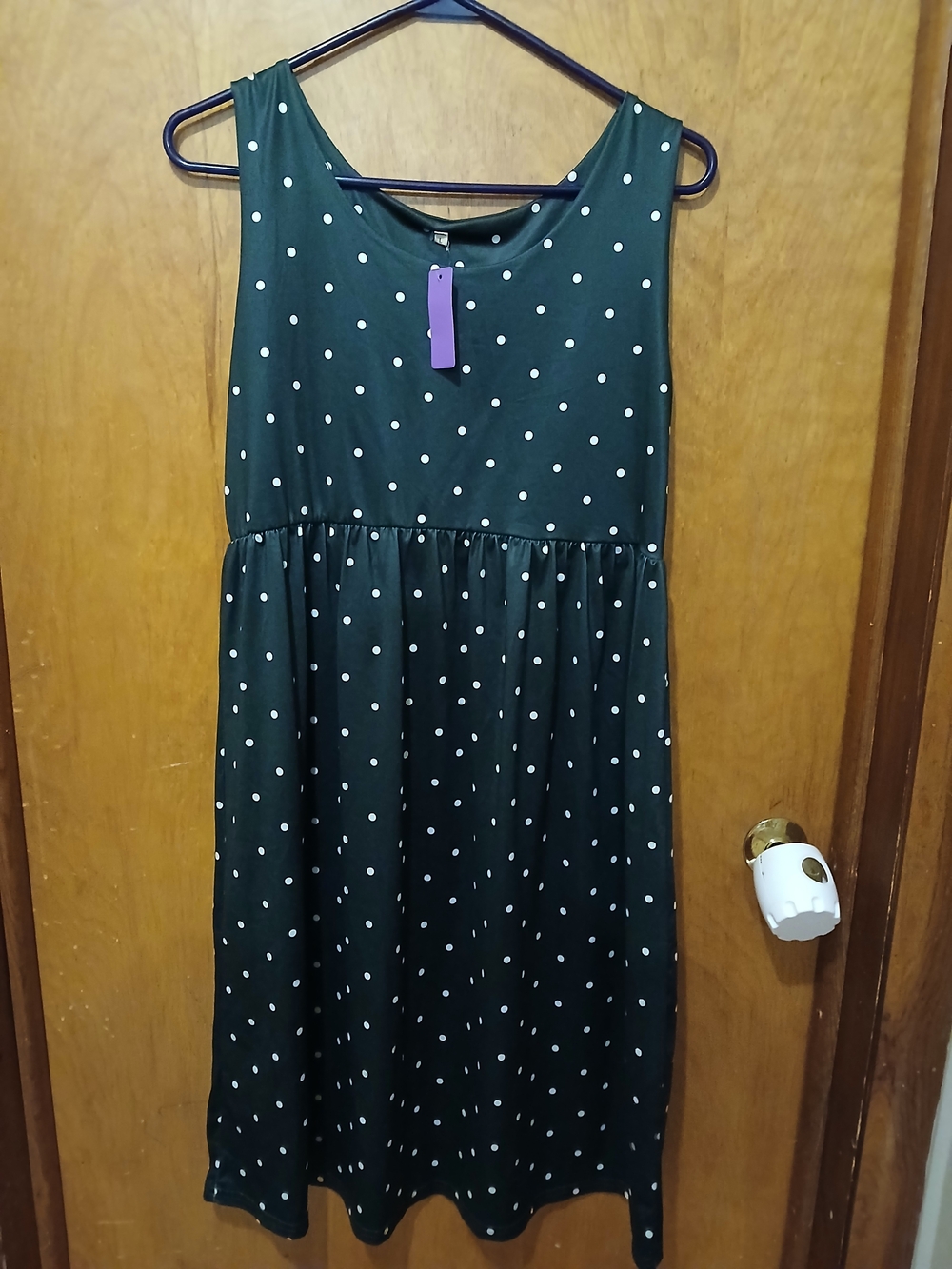 Polka Dot Midi Dress - Dark Green